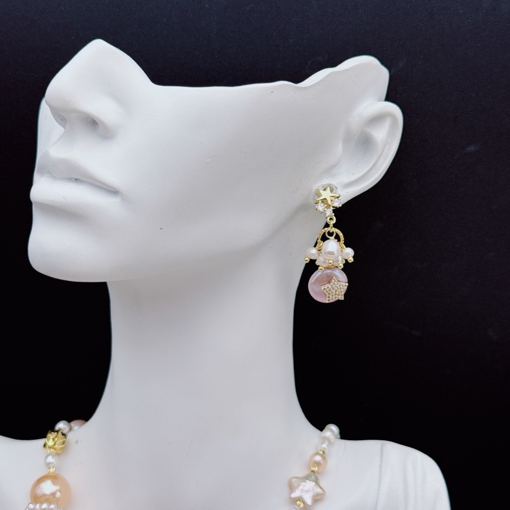 26E278 Handmade Freshwater Baroque Pearl Coin Pearl Dangling Earrings S925 Post - Picture 7 of 8